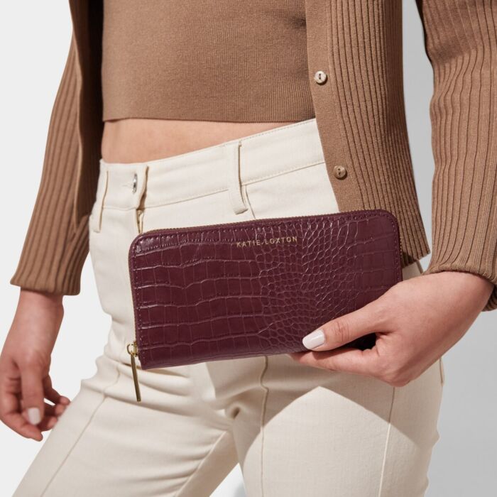 Katie Loxton Faux Croc Wallet/Purse - Wine